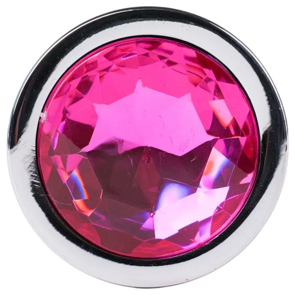 Desirel - plug anal com joia pink - metal prata/rosa