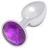 Sunfo - Plug Anal Metálico com Pedra Roxa (Prata)