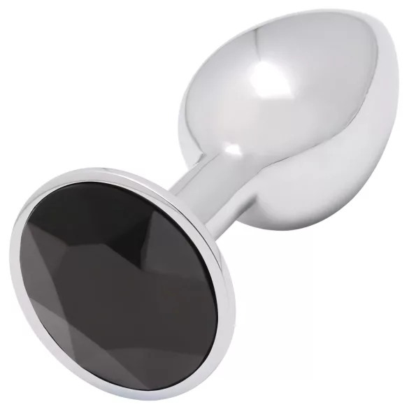Sunfo - plug anal metálico - pedra preta - prata