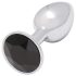 Sunfo - Plug Anal de Metal com Pedra Preta (Prata)