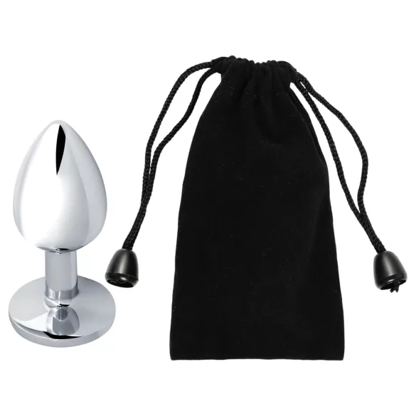 Sunfo - plug anal metálico - pedra preta - prata