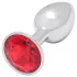 Sunfo - plug anal metal - com pedra vermelha - prata