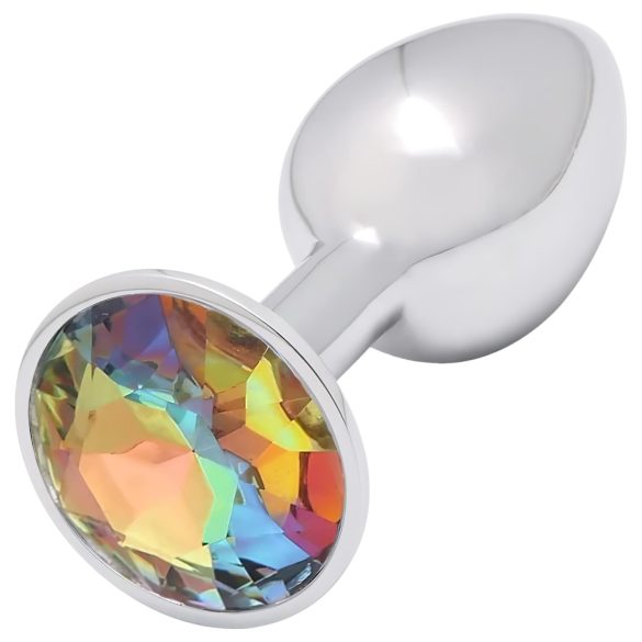 Sunfo - Plug Anal de Metal com Pedra Amarela (Prateado)