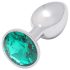 Sunfo - Plug Anal de Metal com Pedra Verde (Prateado)
