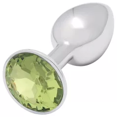Sunfo - plug anal metálico com pedra verde lima - prata