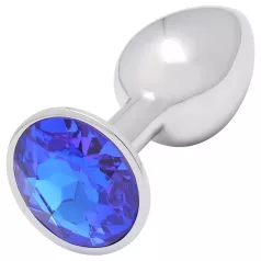 Sunfo - plug anal metálico com pedra azul (prateado)