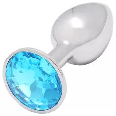 Sunfo - plug anal metálico com pedra azul claro - prata