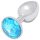 Sunfo - plug anal de metal com pedra azul clara (prateado)