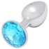 Sunfo - plug anal de metal com pedra azul clara (prateado)