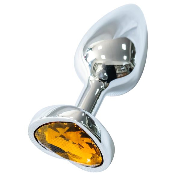Sunfo - Plug Anal de Metal com Pedra Dourada em Forma de Coração (Prateado)