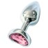 Sunfo - Plug Anal de Metal com Pedra Rosa em Forma de Coração (Prateado)