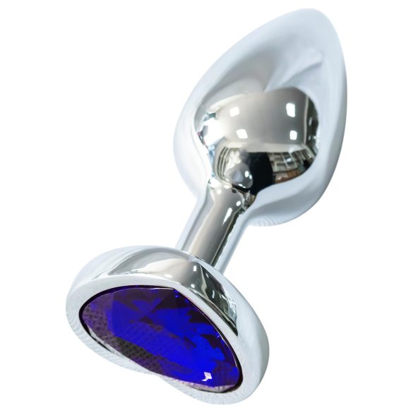 Sunfo - Plug Anal de Metal com Pedra Roxa Escura em Forma de Coração (Prateado)