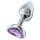 Sunfo - Plug Anal Metálico com Pedra Lilás em Forma de Coração (Prata)