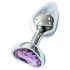 Sunfo - Plug Anal Metálico com Pedra Lilás em Forma de Coração (Prata)