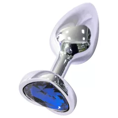   Sunfo - plug anal metálico com pedra azul em forma de coração (prateado)