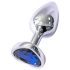 Sunfo - Plug Anal de Metal com Pedra Azul em Forma de Coração (Prateado)