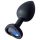 Sunfo - plugue anal de silicone com pedra azul escura em forma de coração (preto)