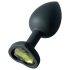 Sunfo - Plug Anal de Silicone com Pedra Verde em Forma de Coração (Preto)