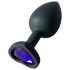 Sunfo - Plug Anal de Silicone com Pedra Roxa em Forma de Coração (Preto)