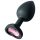 Sunfo - plug anal de silicone com pedra rosa em formato de coração (preto)