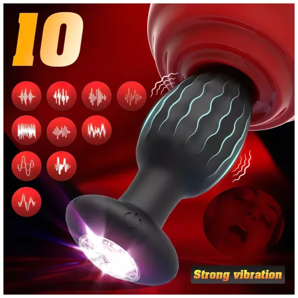 Desirel - Plug anal vibratório com luz LED multicolorida - controlado por app, 10 modos de vibração (preto)