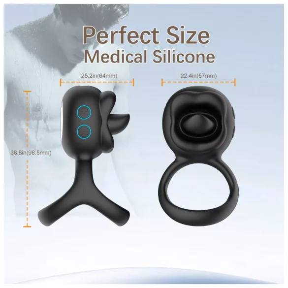 Biu-Biu - anel peniano com vibrador clitóris - silicone preto