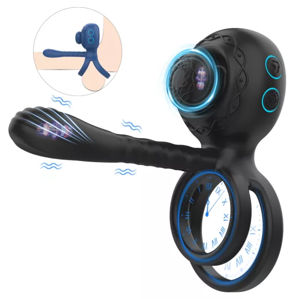 Biu-Biu - anel peniano e vibrador casal - silicone preto