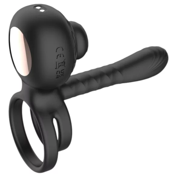 Biu-Biu - anel peniano e vibrador casal - silicone preto