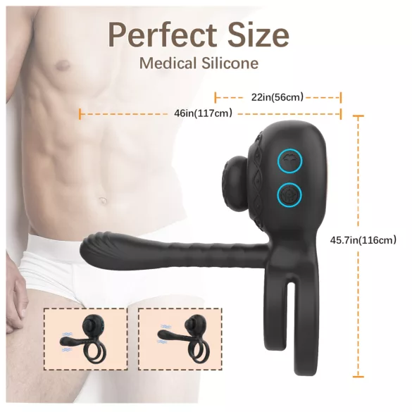Biu-Biu - anel peniano e vibrador casal - silicone preto