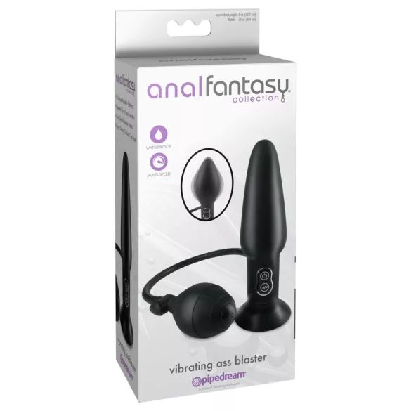 Anal Fantasy - plug anal vibratório inflável - silicone preto