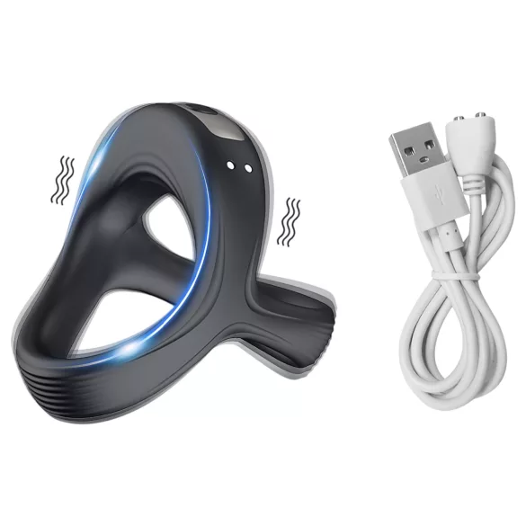 AlvUp - anel peniano e escrotal vibratório - silicone preto