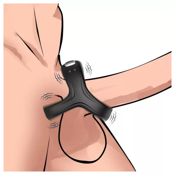 AlvUp - anel peniano e escrotal vibratório - silicone preto