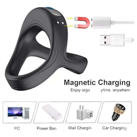 AlvUp - anel peniano e escrotal vibratório - silicone preto
