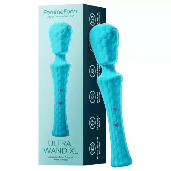 FemmeFunn - vibrador massageador varinha XL - recarregável silicone turquesa
