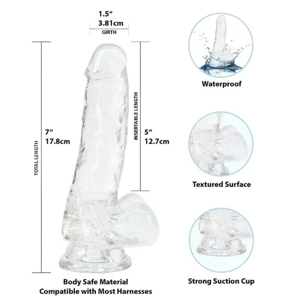 Addiction Crystal - dildo com ventosa (transparente) - 18 cm
