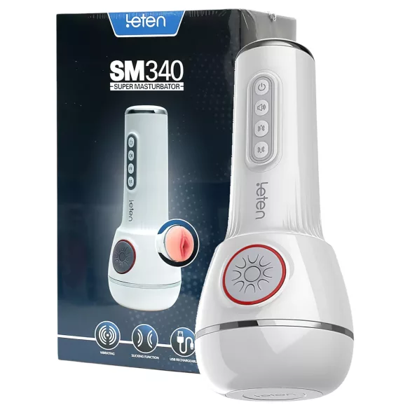 LETEN SM340 - masturbador masculino vibratório e sucção recarregável com gemidos