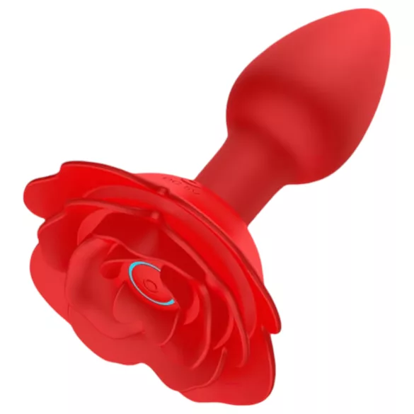Rose Plug - vibrador anal com controle remoto recarregável - silicone vermelho