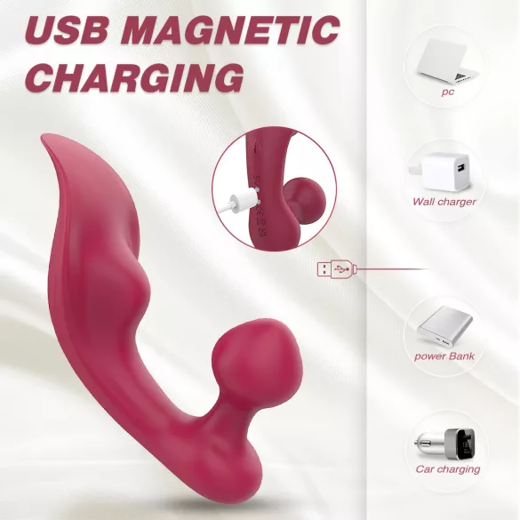 Sex HD Chomper - vibrador clitóris e anal - silicone vermelho