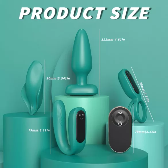 Sex HD - vibrador com controle remoto recarregável - kit 4 peças - verde