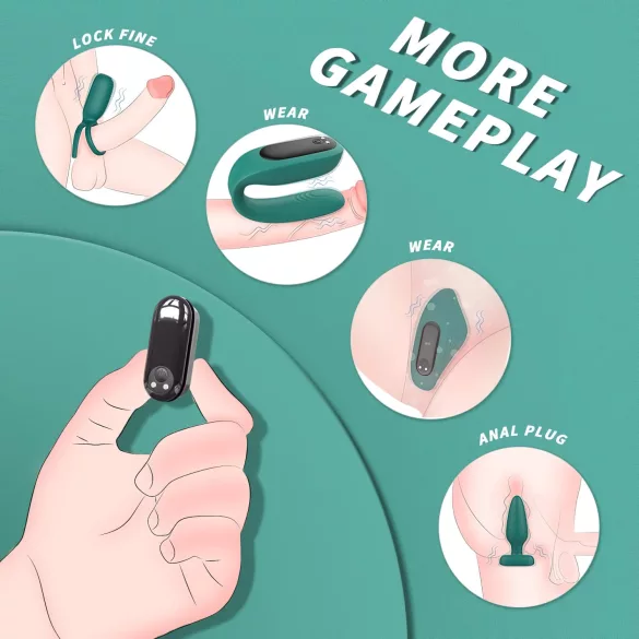 Sex HD - vibrador com controle remoto recarregável - kit 4 peças - verde