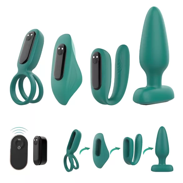 Sex HD - vibrador com controle remoto recarregável - kit 4 peças - verde