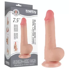   Lovetoy Sliding-Skin - dildo com escroto duplo revestimento - 20cm bege