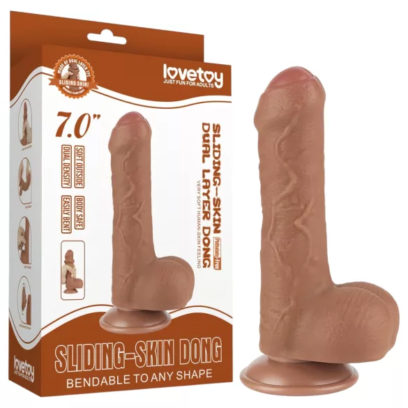 Lovetoy Sliding-Skin - dildo realístico com escroto - 18,3cm - cor natural