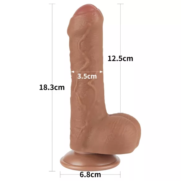 Lovetoy Sliding-Skin - dildo realístico com escroto - 18,3cm - cor natural