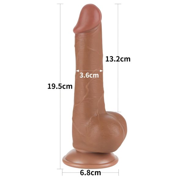 Lovetoy Sliding-Skin - dildo de dupla camada com veias - 19,5cm (natural)