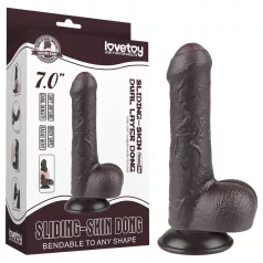   Lovetoy Sliding-Skin - dildo realista com escroto - 18,3cm marrom