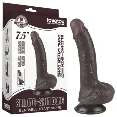   Sliding-Skin - dildo de dupla camada com ventosa - 19,5 cm (castanho)