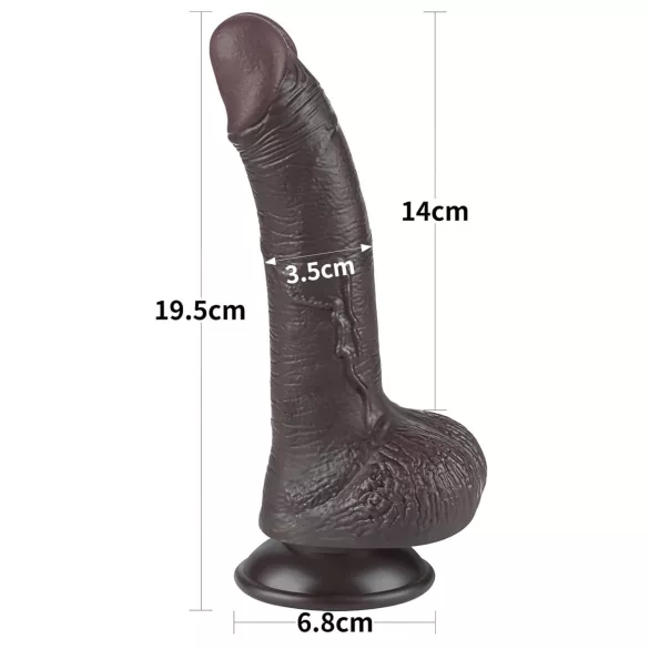 Lovetoy Sliding-Skin - dildo com ventosa - duplo revestimento 19,5cm - marrom