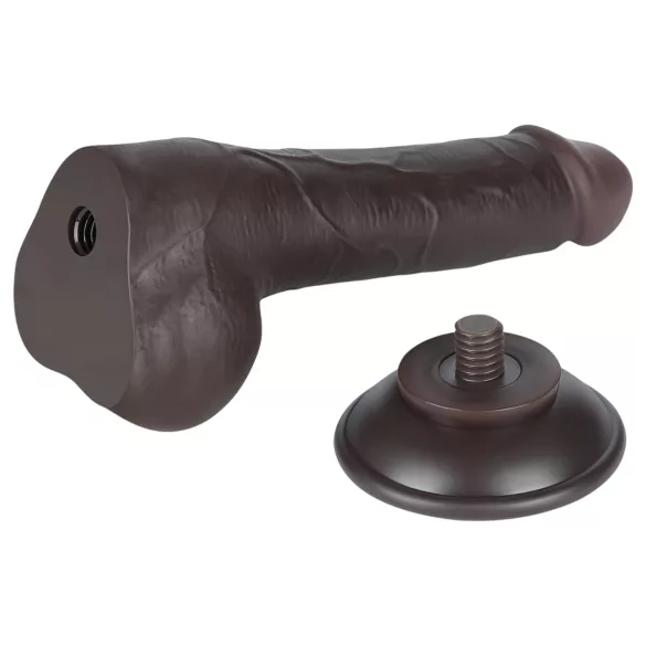 Lovetoy Sliding-Skin - dildo com escroto duplo revestimento - 19,5cm marrom