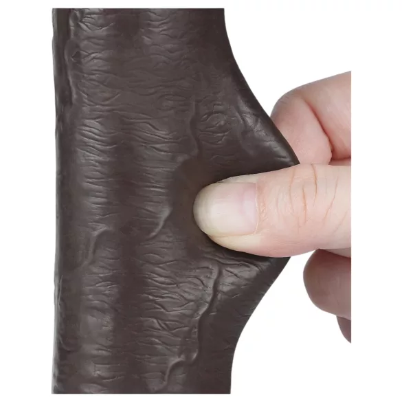 Lovetoy Sliding-Skin - dildo com ventosa dupla camada - 20,8cm marrom